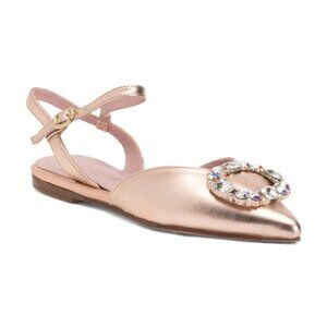 PRETTY BALLERINAS Made In Spain Leather Ella Slingback Flats With Swarovski Crys
